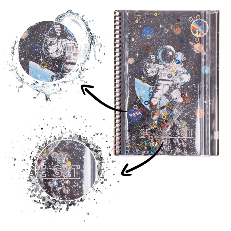 Astronot Simli ve Sulu Kapaklı Kalem Kutulu A5 Defter