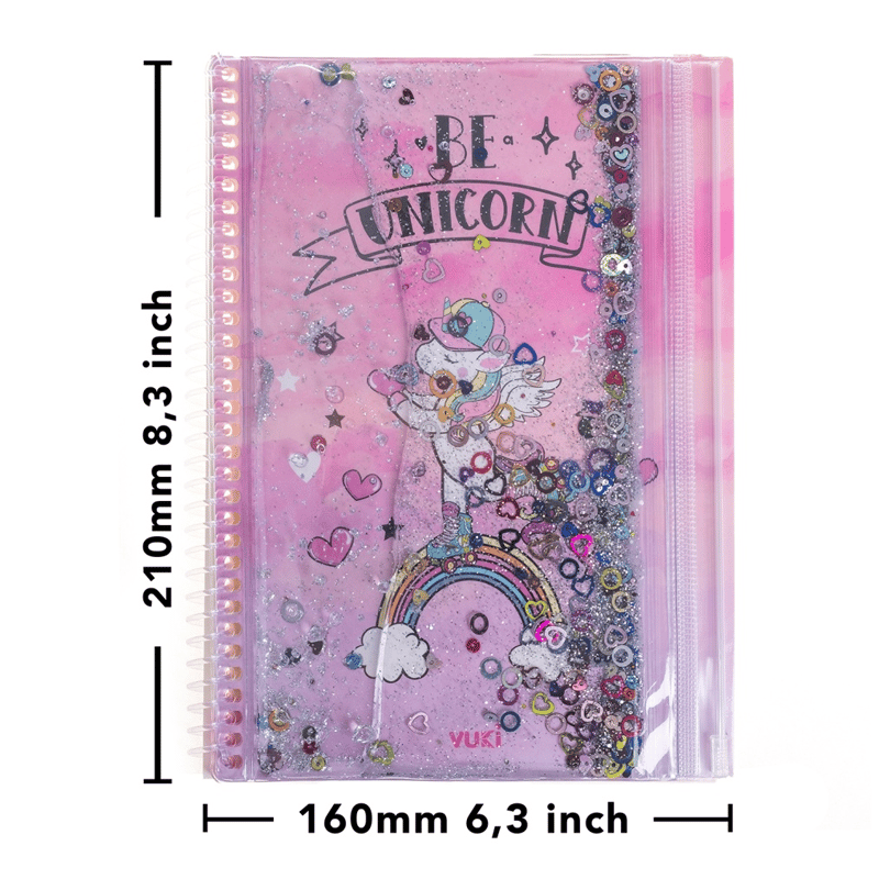 Vuki Unicorn Simli ve Sulu Kapaklı Kalem Kutulu A5 Defter