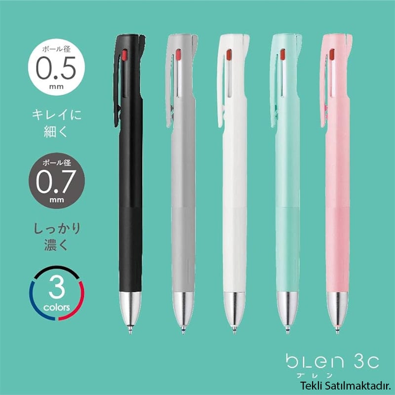 Zebra Blen 3C Siyah 0.7mm Tükenmez Kalem