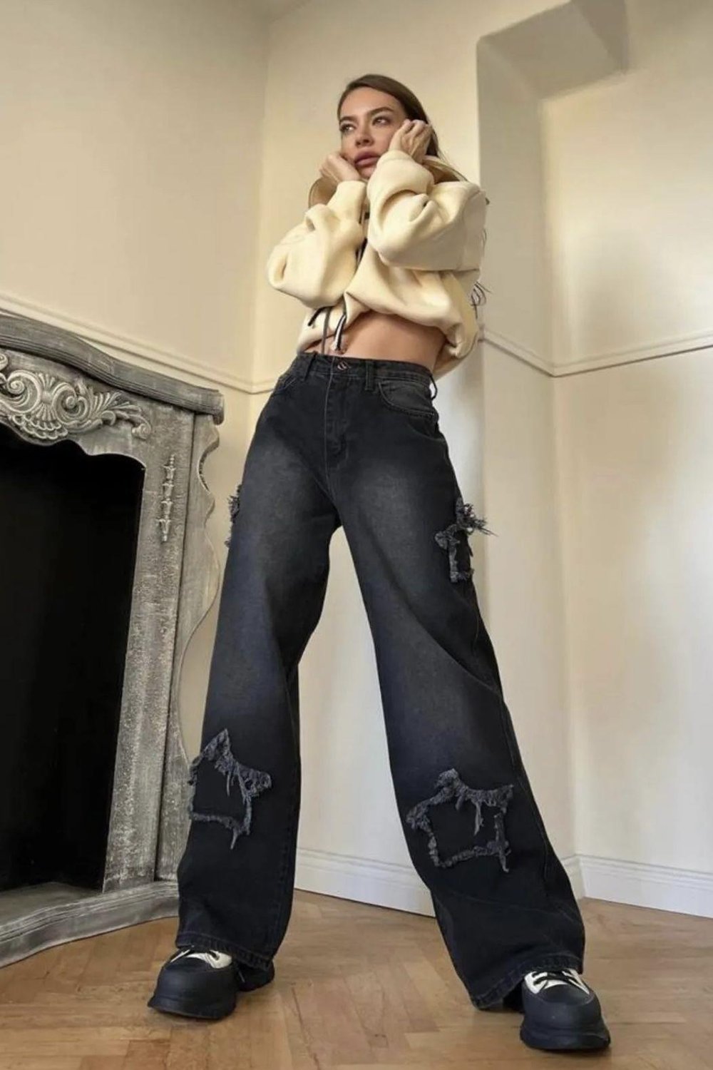 Füme Y2k Stars Patch Detay Jeans