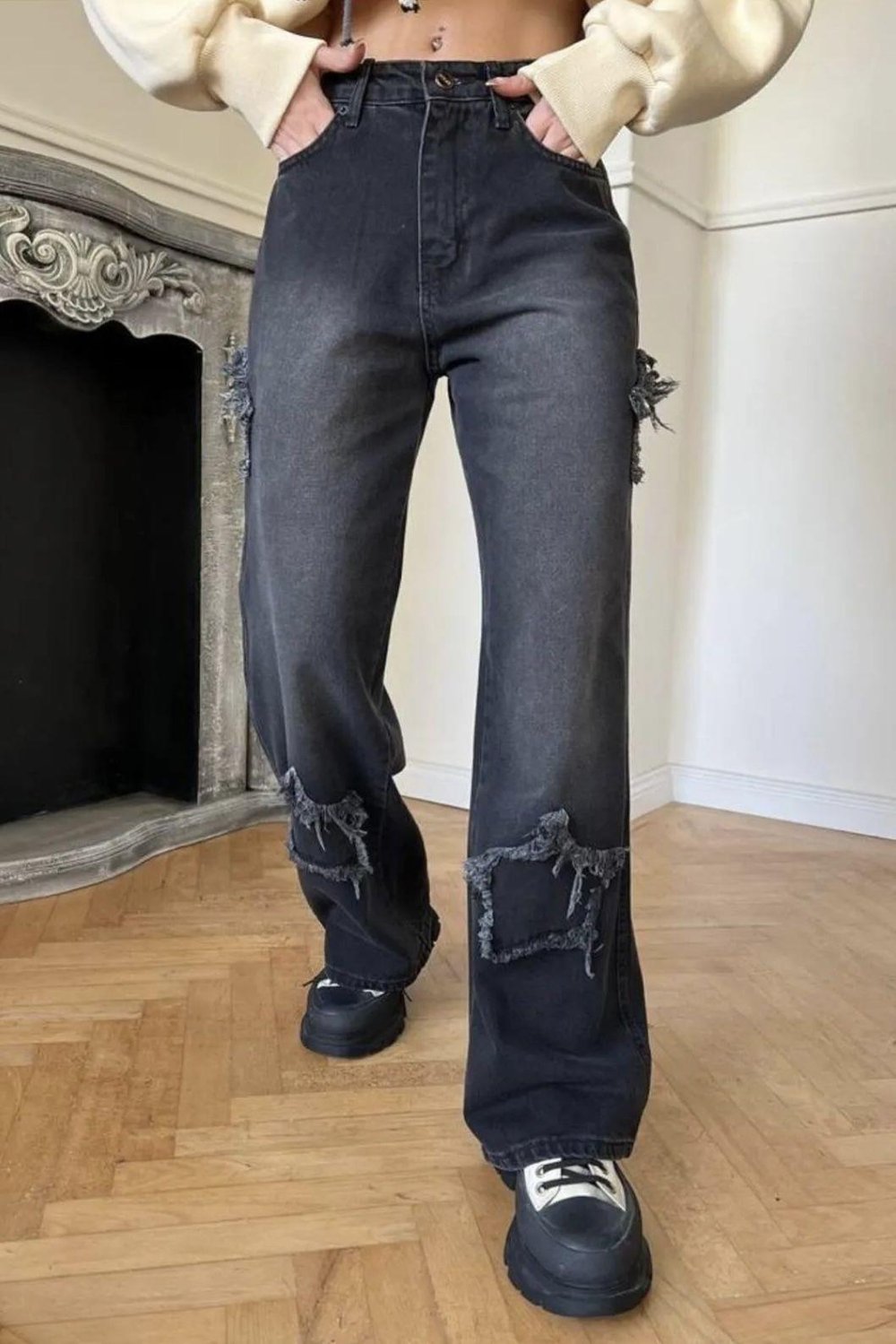 Füme Y2k Stars Patch Detay Jeans