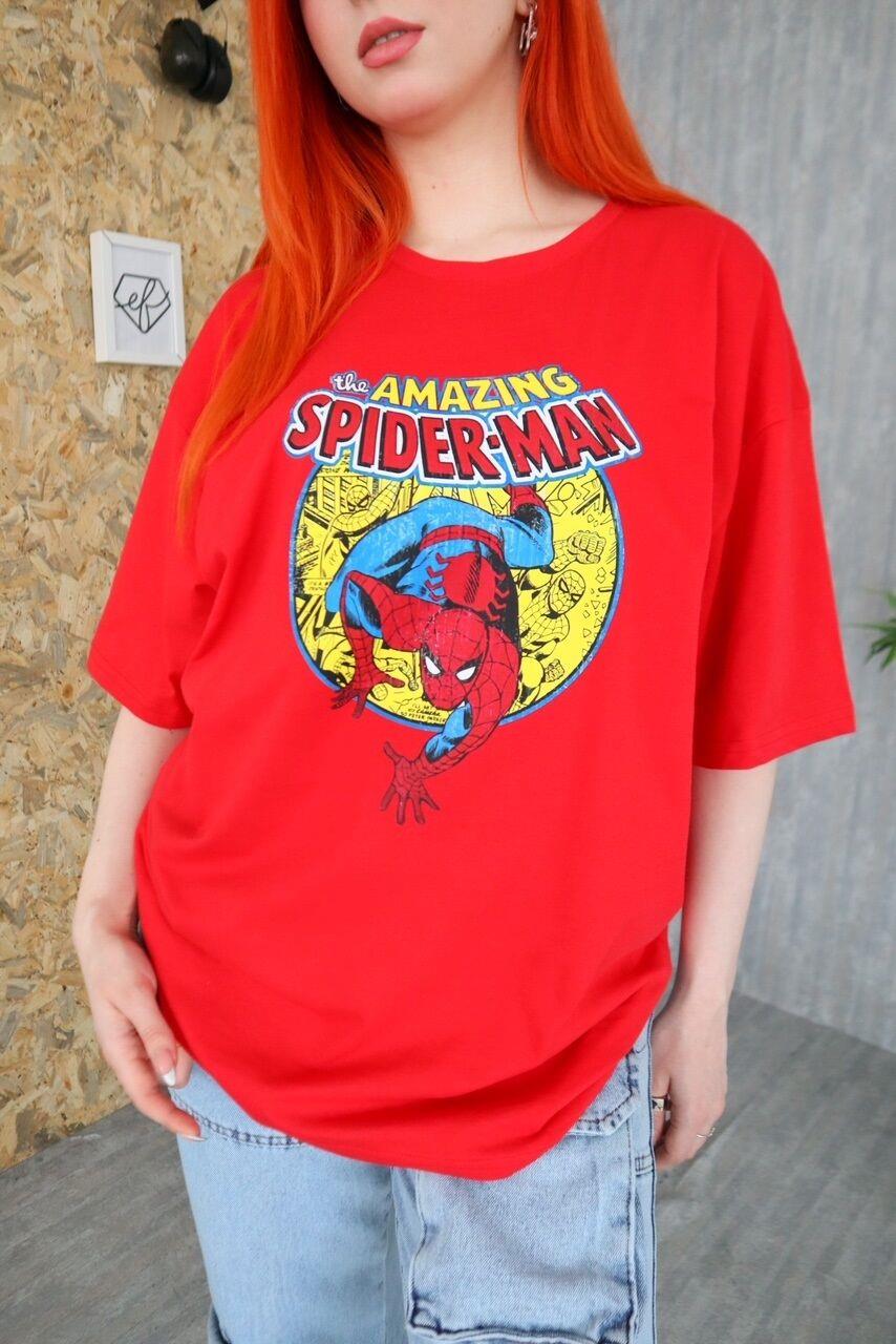 Kırmızı Unisex The Amazing Spiderman Karakter T-Shirt
