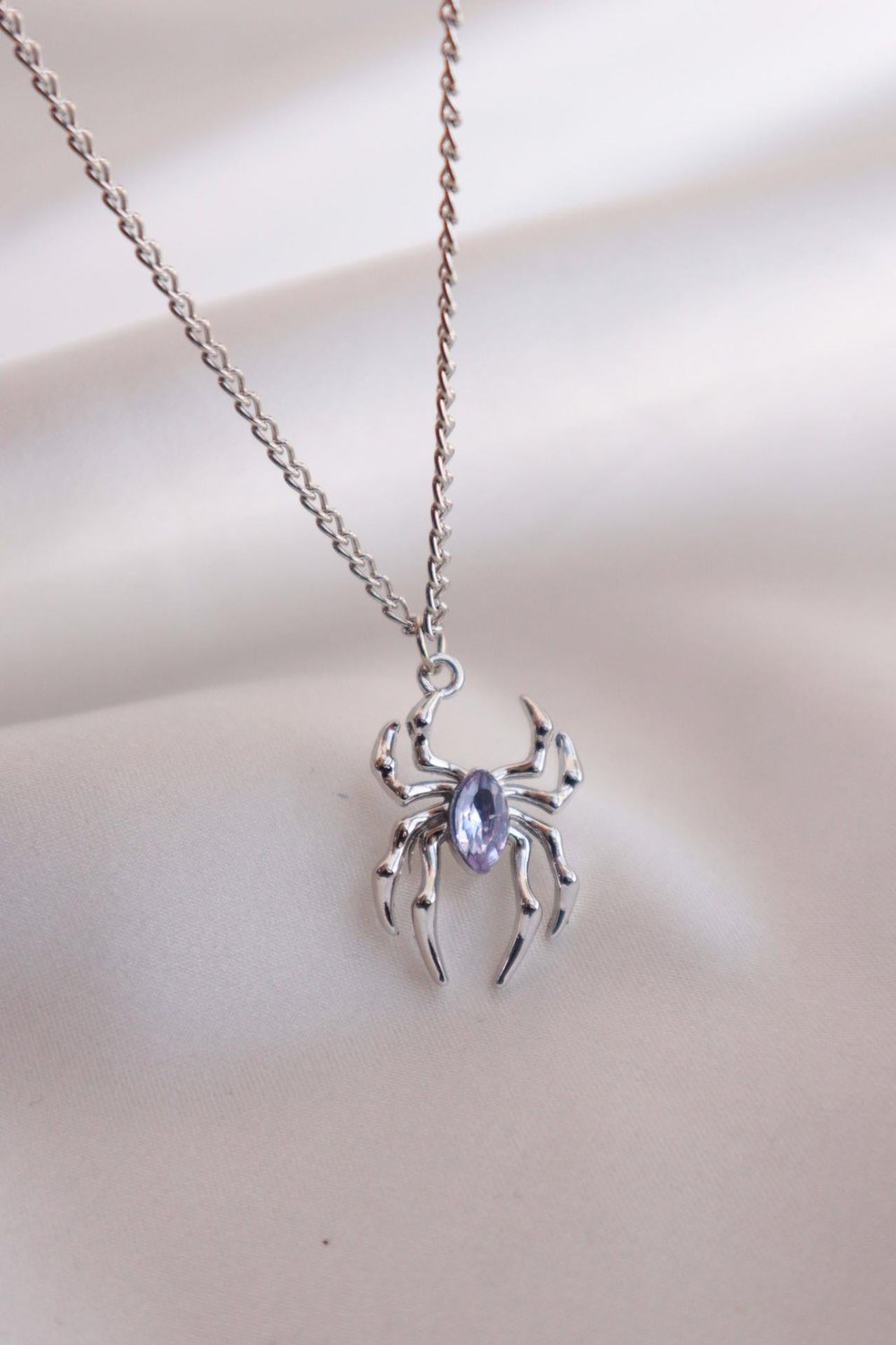 Purple Dark Stone Spider Kolye