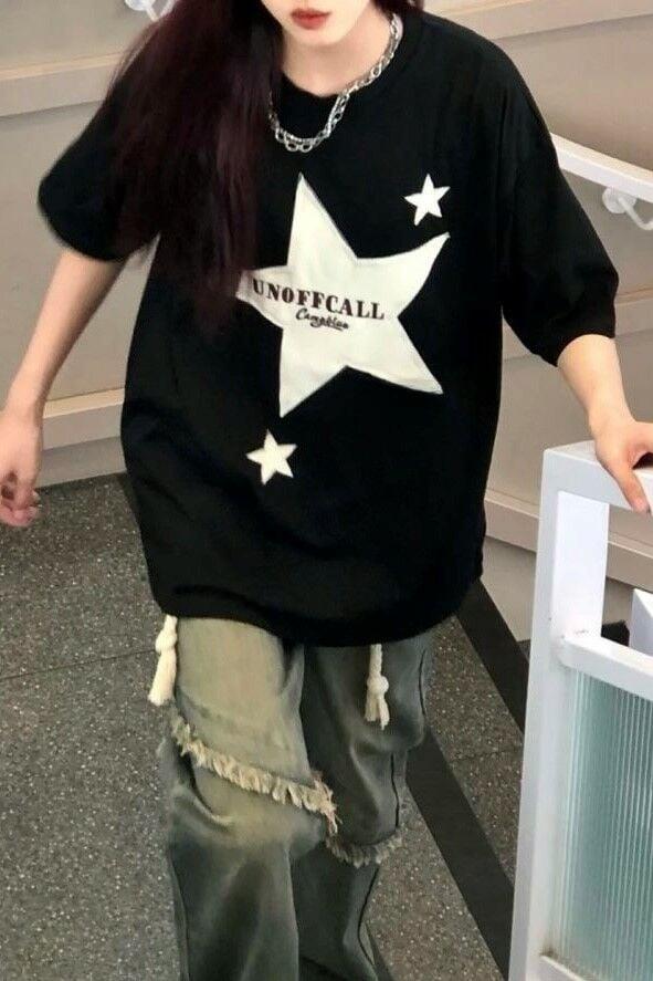 Siyah Unisex Unoffcal Stars T-Shirt