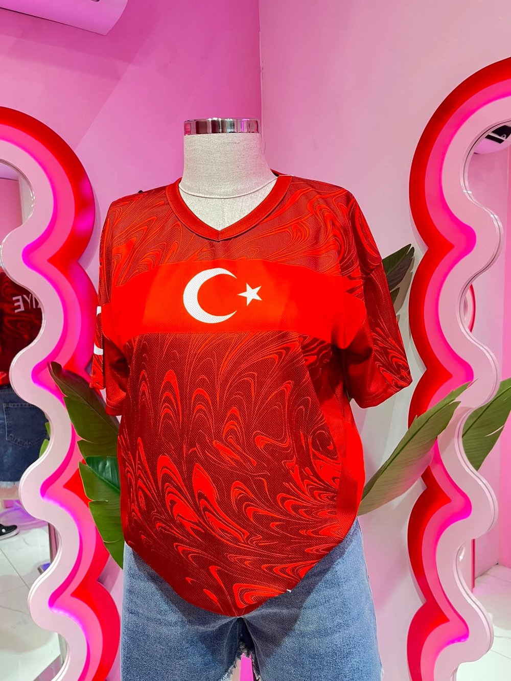 Kırmızı V Yaka Türkiye Jersey T-Shirt 