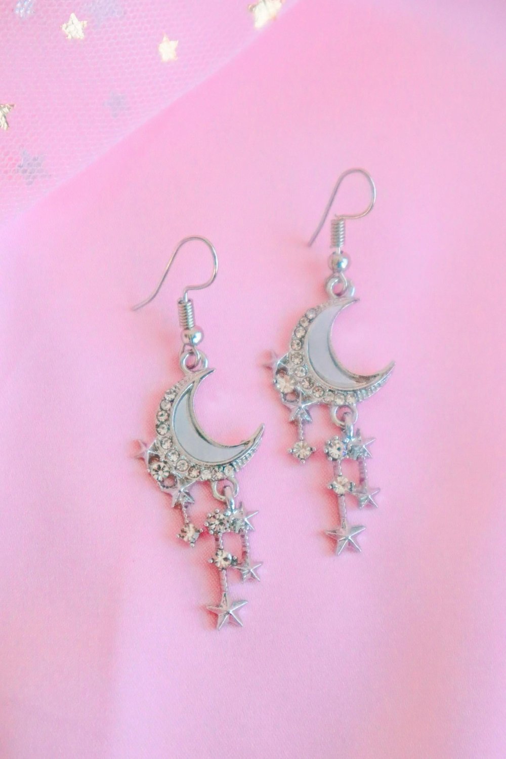 Sallantılı Yıldız Ay İthal Küpe