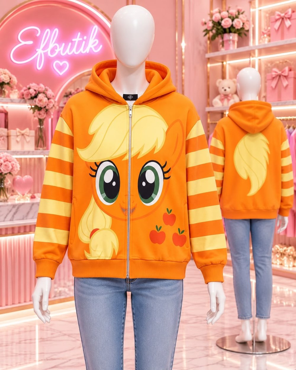 Turuncu My Little Pony Applejack Kapüşonlu Şardonlu Hırka
