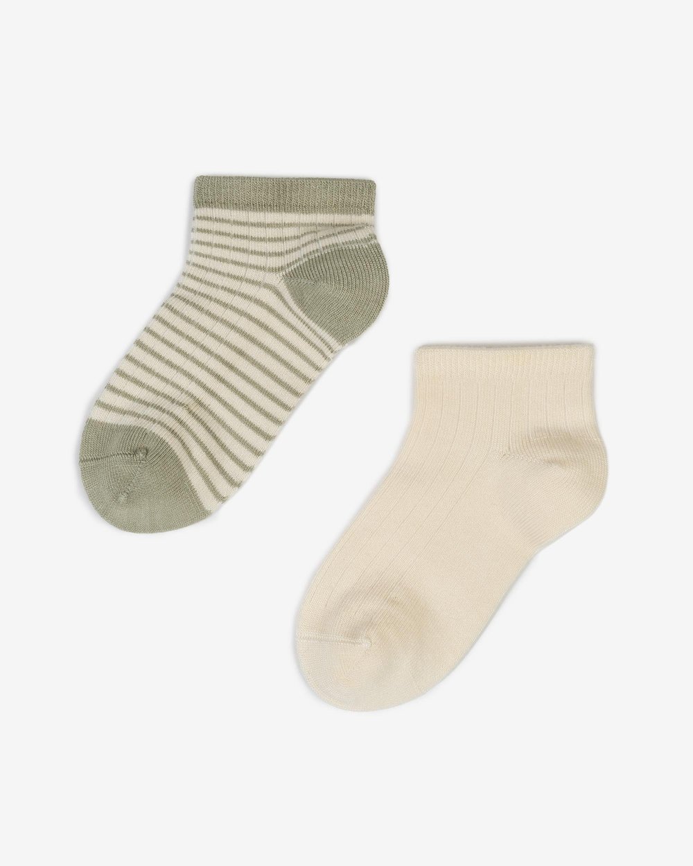 2li Erkek Çocuk Bambu Patik Çorap Yeşil Krem