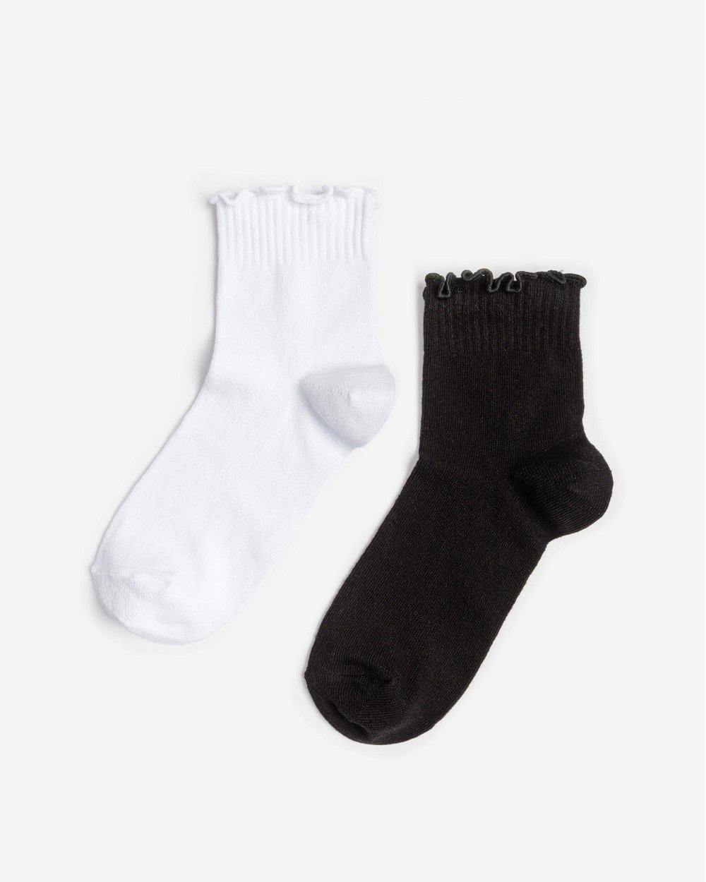 Kadın Fırfırlı 2li Çorap Siyah Beyaz