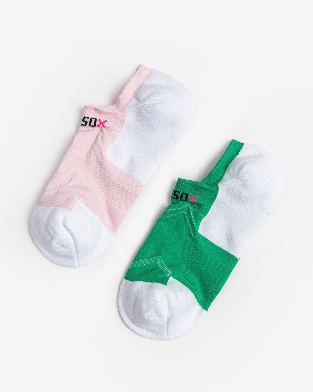 Kadın Görünmez 2li Spor Çorap Pembe Yeşil