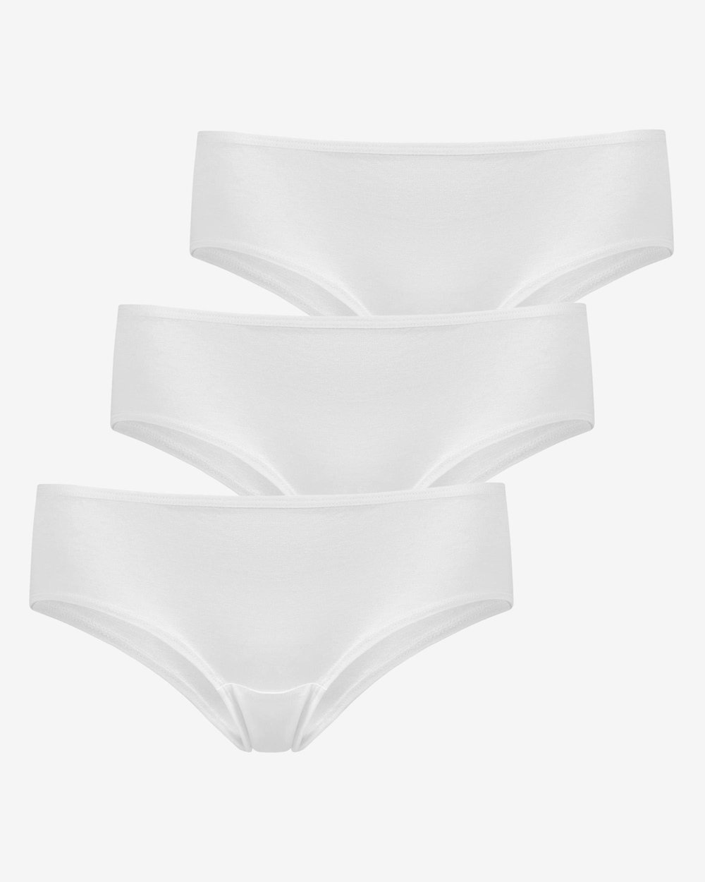Kadın 3lü Pamuk Slip Külot Düz Beyaz
