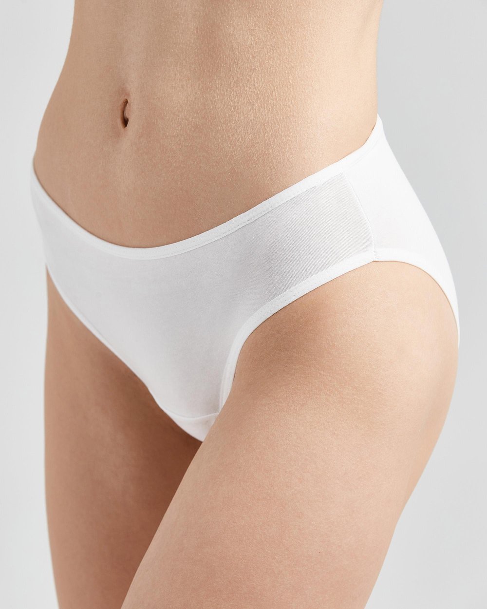 Kadın 3lü Pamuk Slip Külot Düz Beyaz