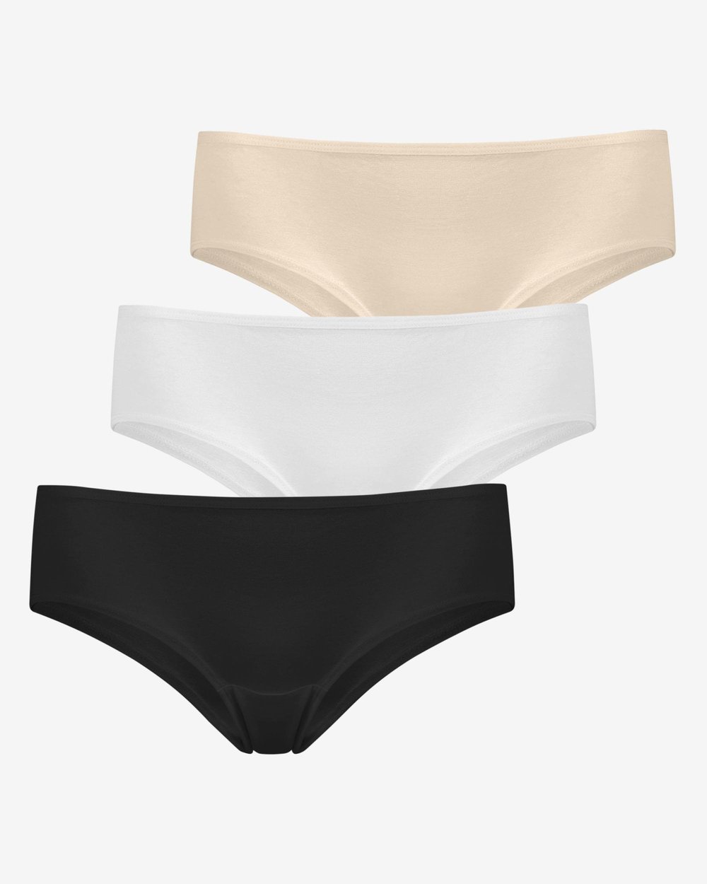 Kadın 3lü Pamuk Slip Külot Siyah Beyaz Ten