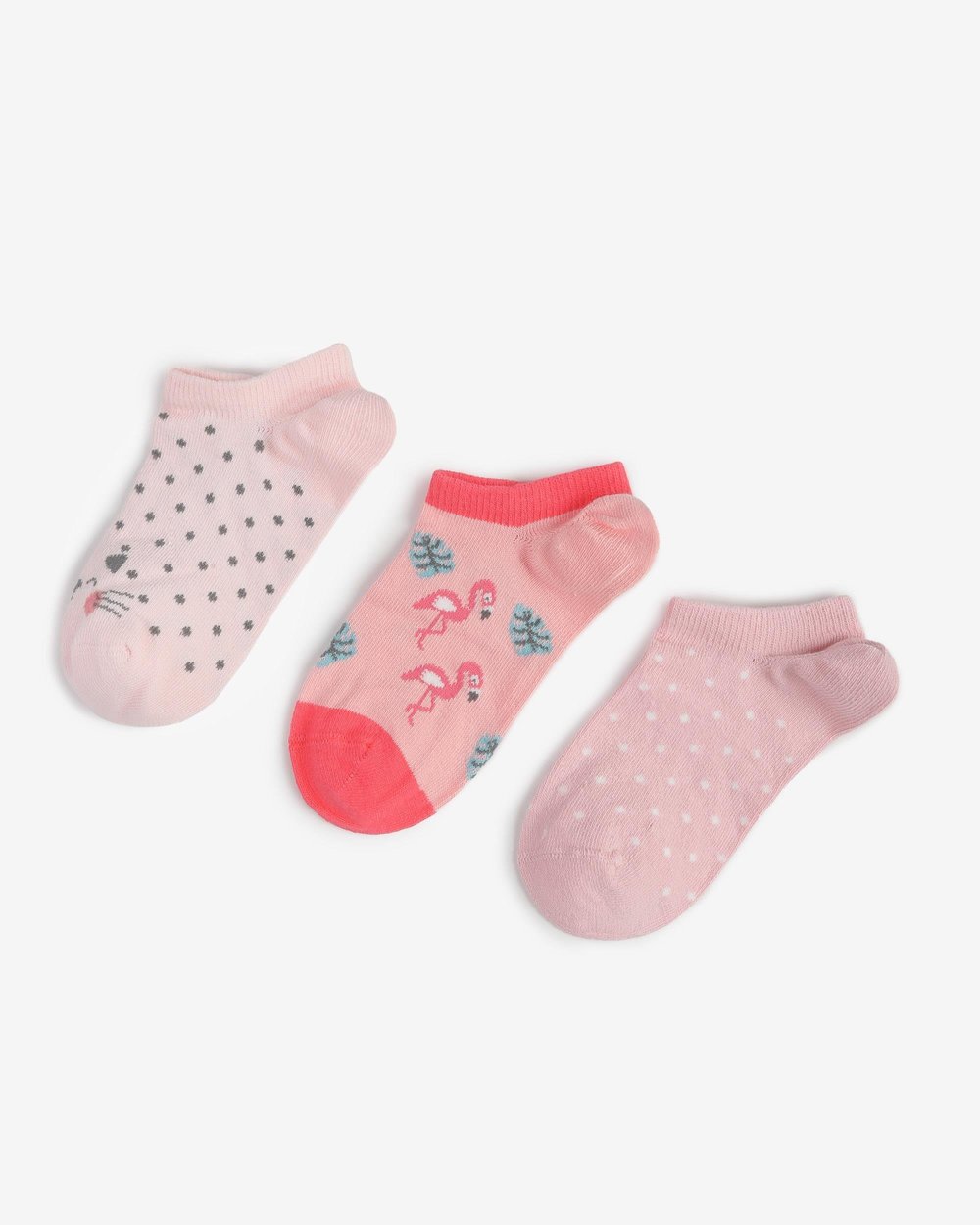 3'lü Kız Çocuk Görünmez Kısa Patik Pembe Çorap