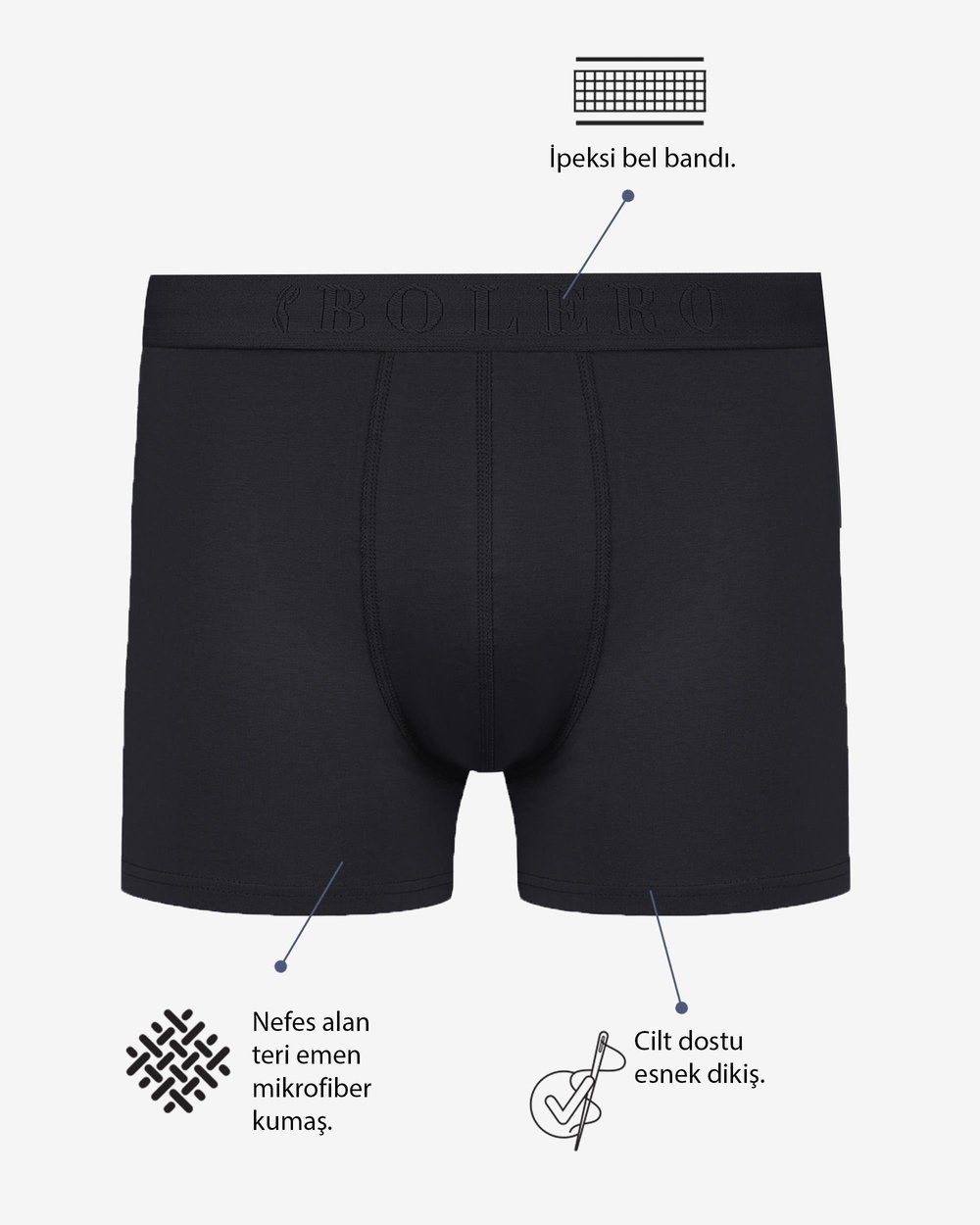 Erkek 3lü Pamuklu Boxer Siyah