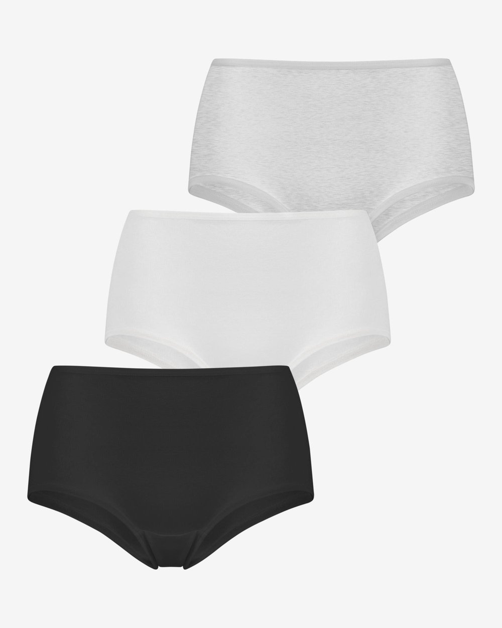 Kadın 3lü Yüksek Bel Slip Külot Gri Beyaz Siyah