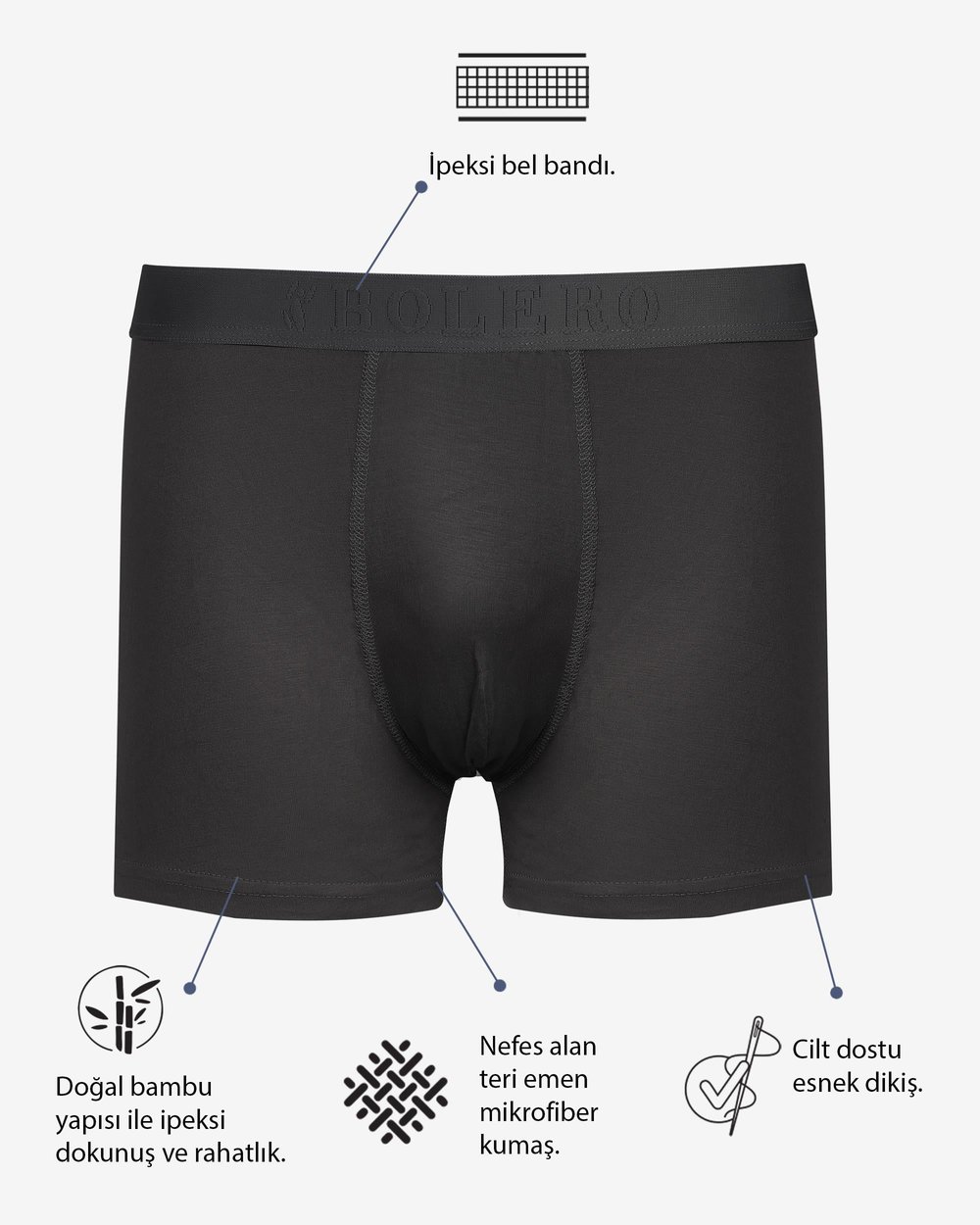 Erkek Bambu Boxer Siyah