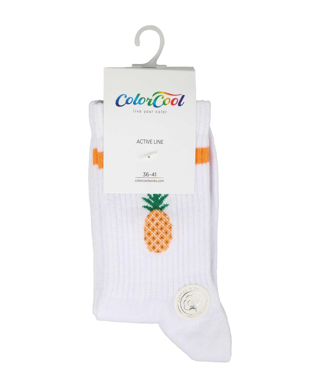 Kadın Ananas Desenli Fitilli Çorap Beyaz
