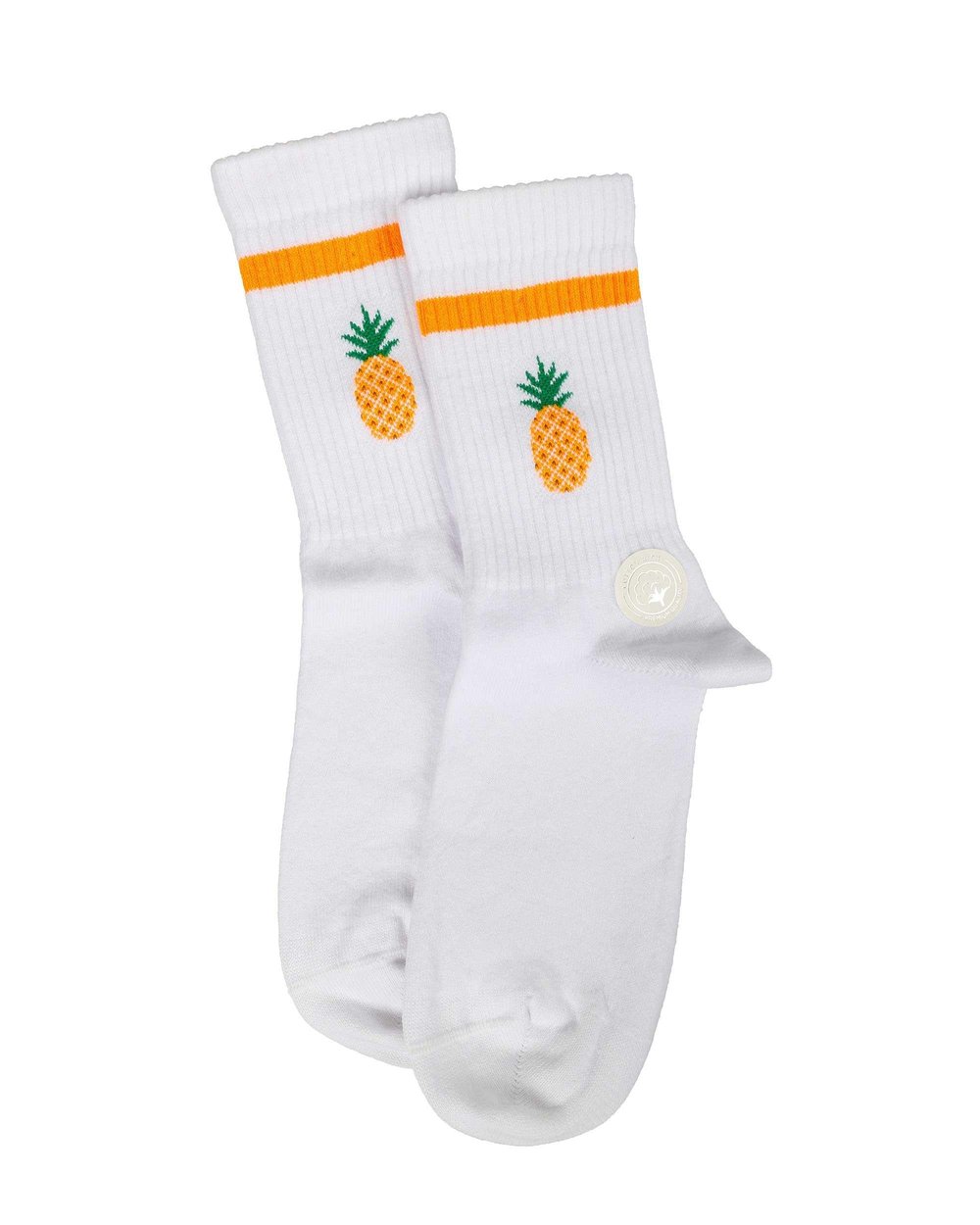 Kadın Ananas Desenli Fitilli Çorap Beyaz
