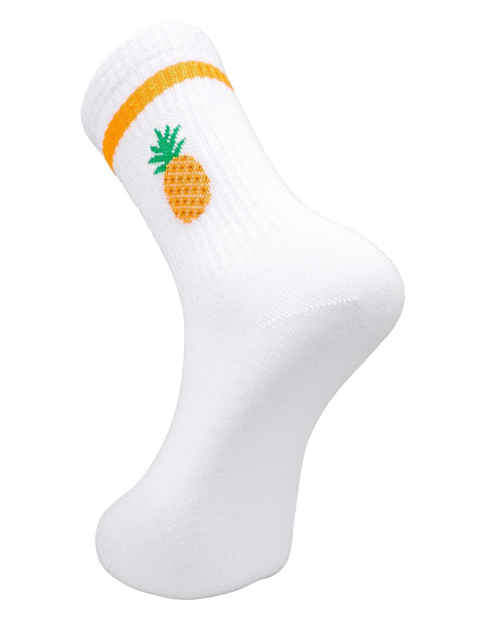 Kadın Ananas Desenli Fitilli Çorap Beyaz