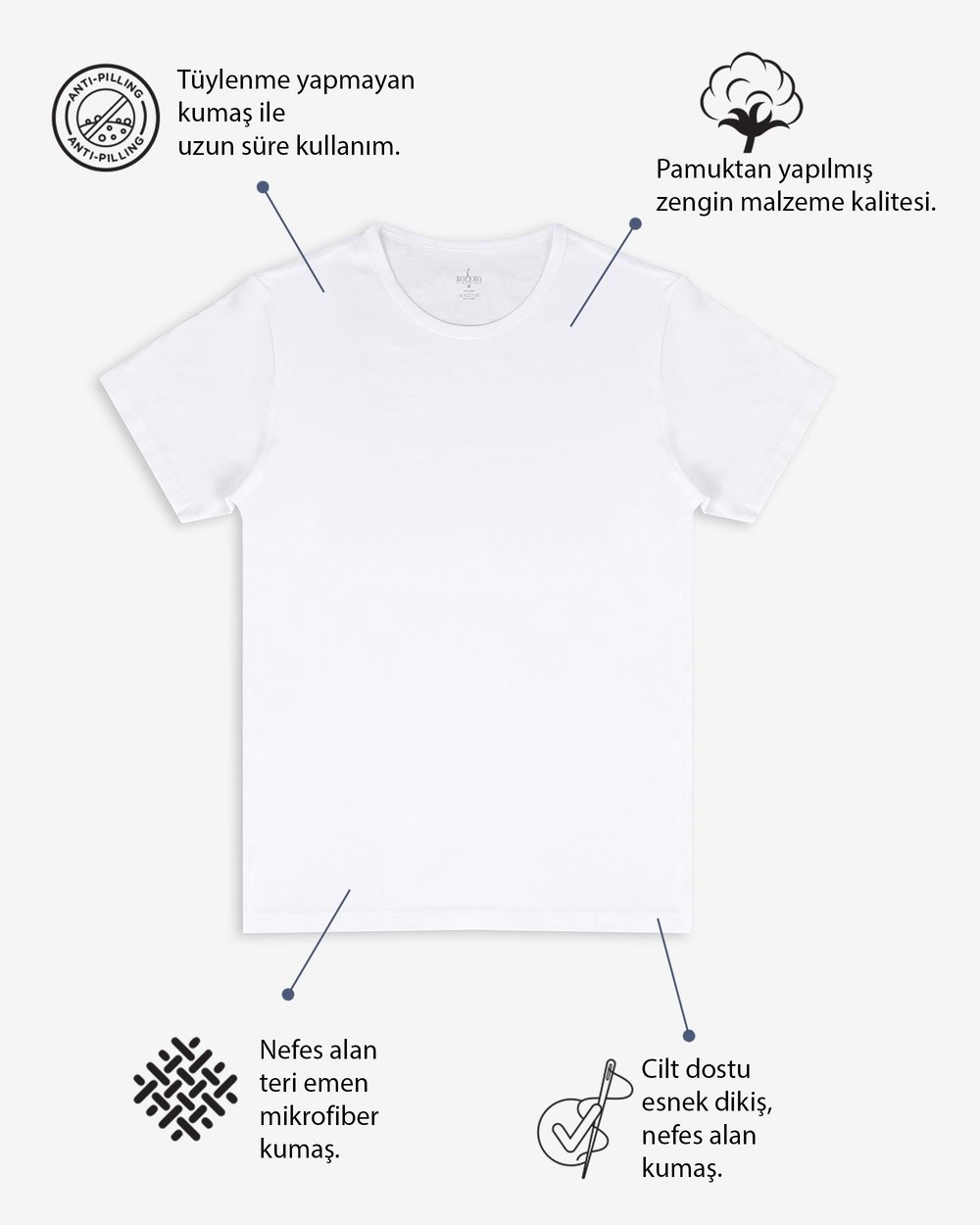 Erkek Bisiklet Yaka Fanila Beyaz 