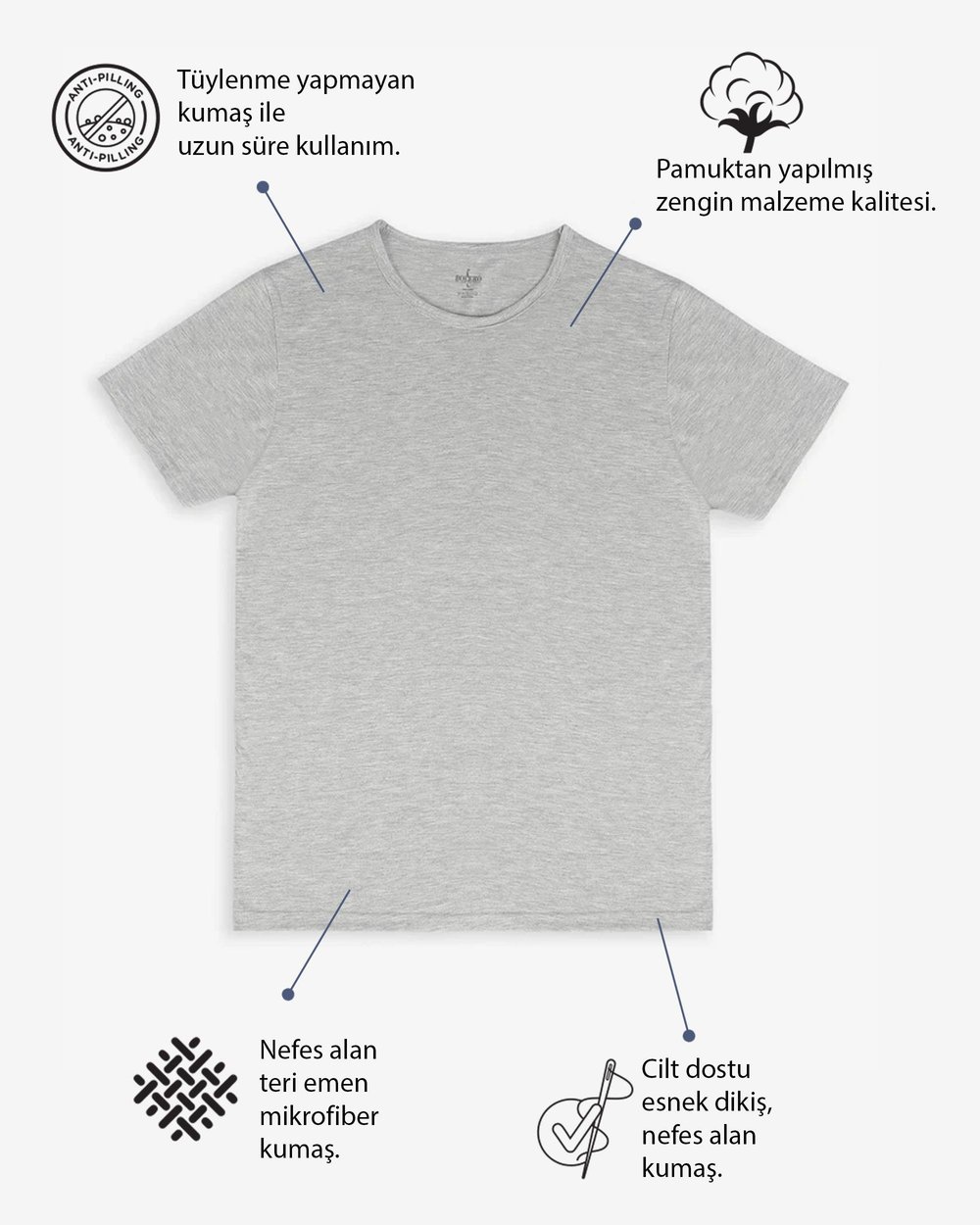 Erkek Bisiklet Yaka Fanila Gri