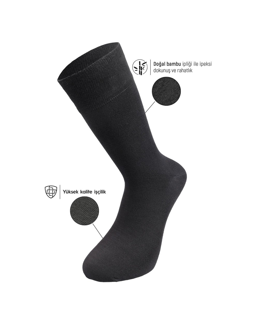 Erkek Premium Dikişsiz 7li Bambu Çorap 