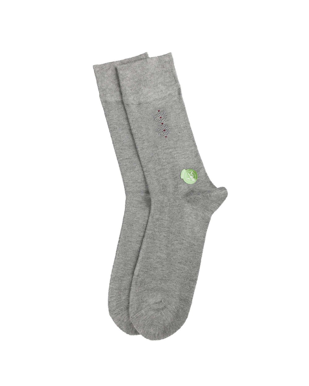 Erkek Premium Dikişsiz Bambu Çorap Gri Noktalı Kare Desen