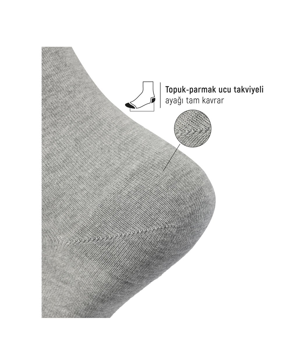 Erkek Roll Top Lastiksiz Dikişsiz Bambu Çorap Gri