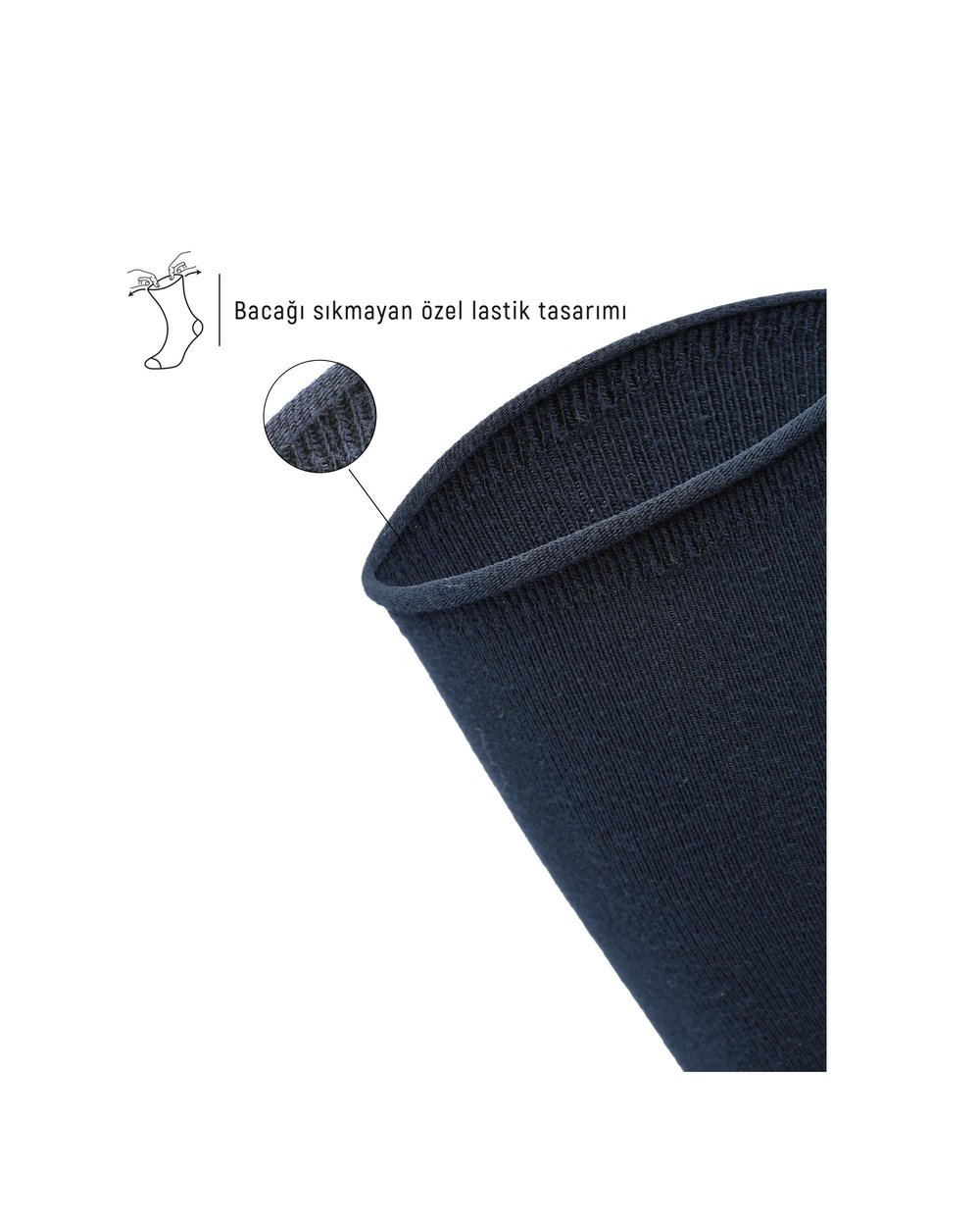 Erkek Roll Top Lastiksiz Dikişsiz Bambu Çorap Lacivert