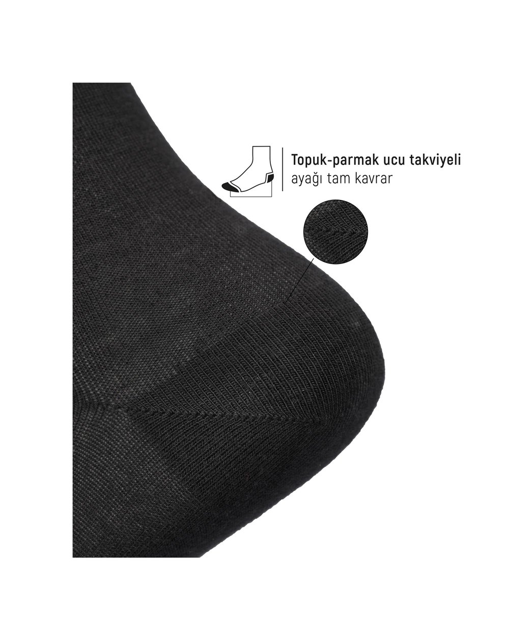 Erkek Roll Top Lastiksiz Dikişsiz Bambu Çorap Siyah