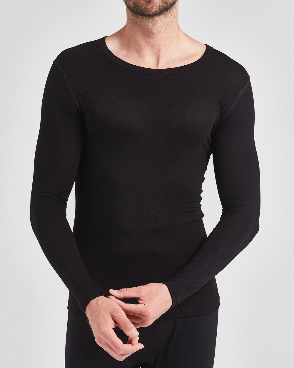 Erkek Üst Bambu İçlik Siyah