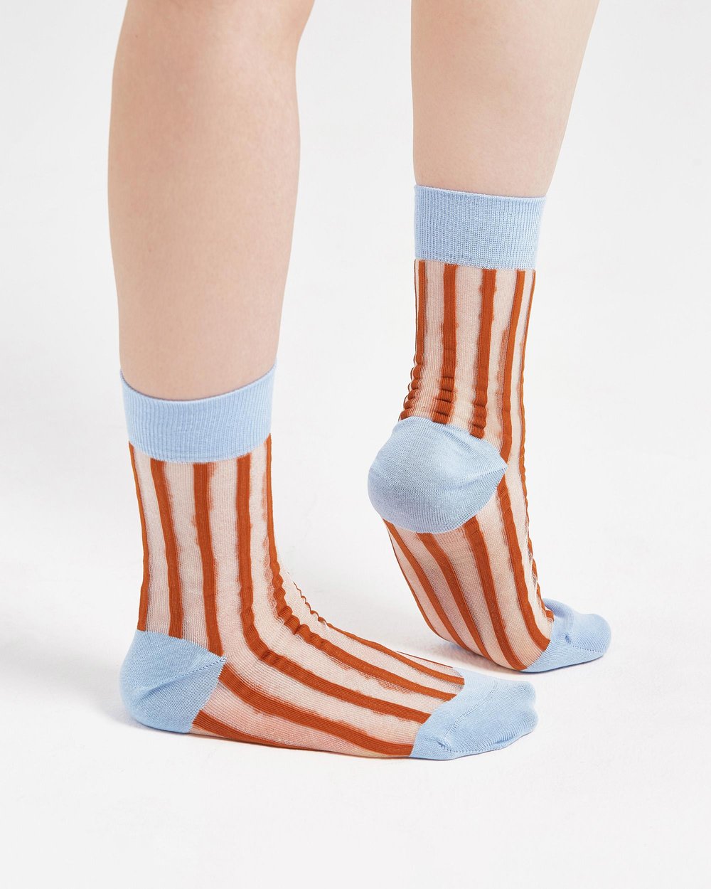 Kadın Japon Kore Tarzı Transparan Çorap Turuncu Çizgili