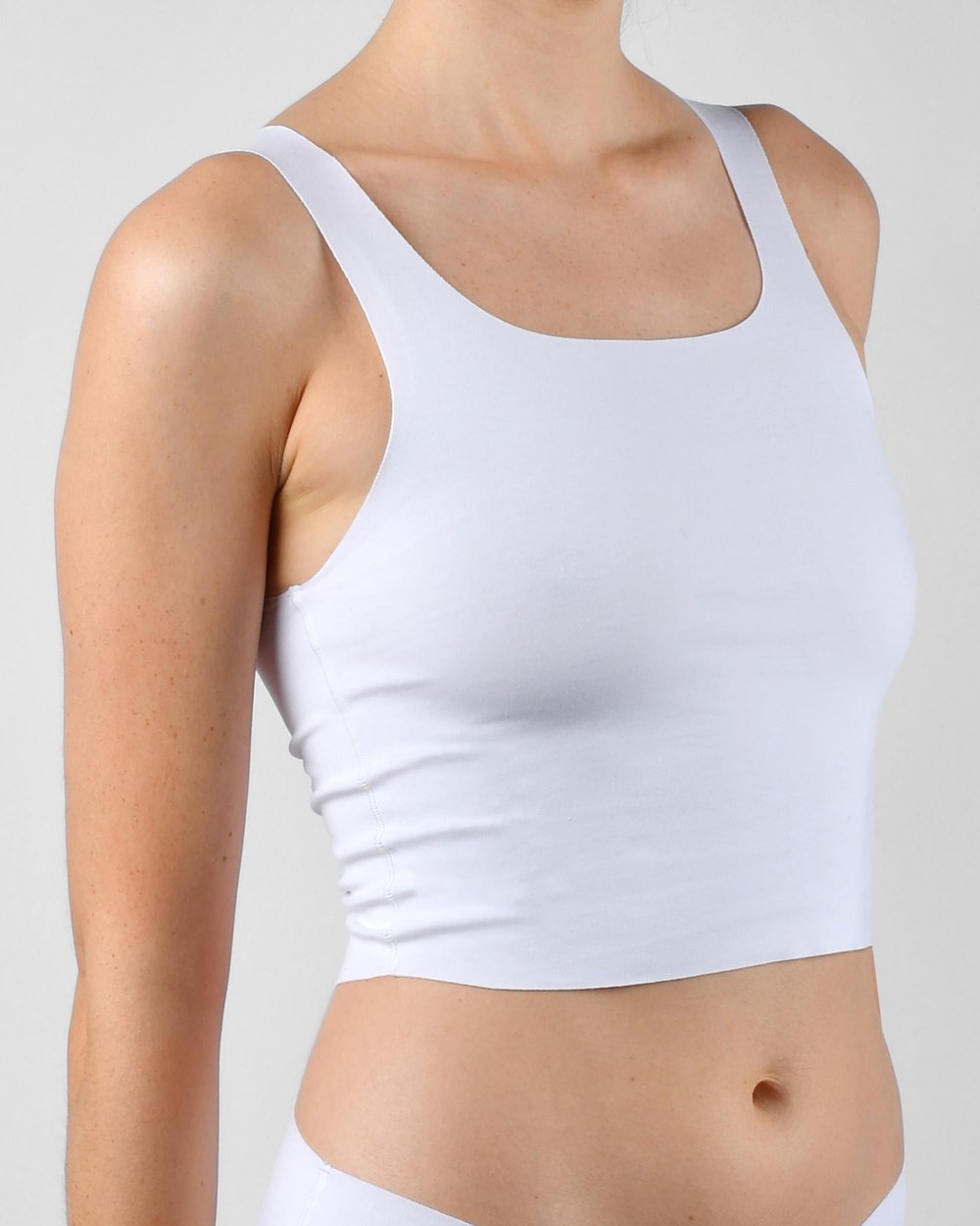Kadın Dikişsiz Pima Pamuk Crop Atlet Beyaz