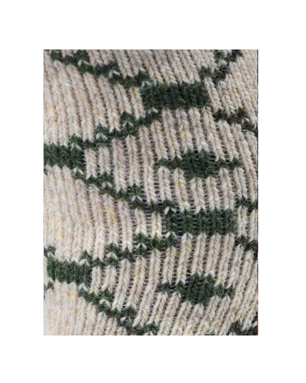 Kadın Karo Desenli Kışlık Yün Çorap Krem