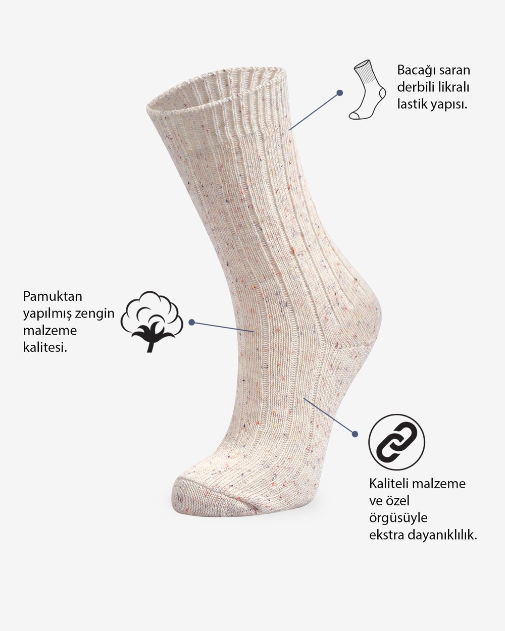 Kadın Kırçıllı Kışlık Bot Çorabı Krem