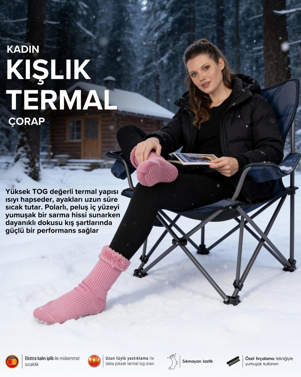 Kadın Kışlık Termal Çorap Pembe