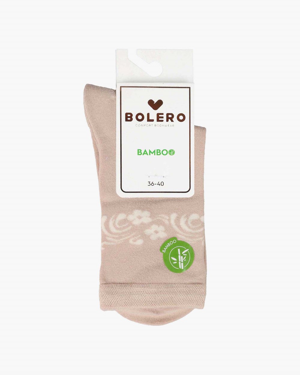 Kadın Premium Dikişsiz  Bambu Çorap Konç Çiçekli Vizon