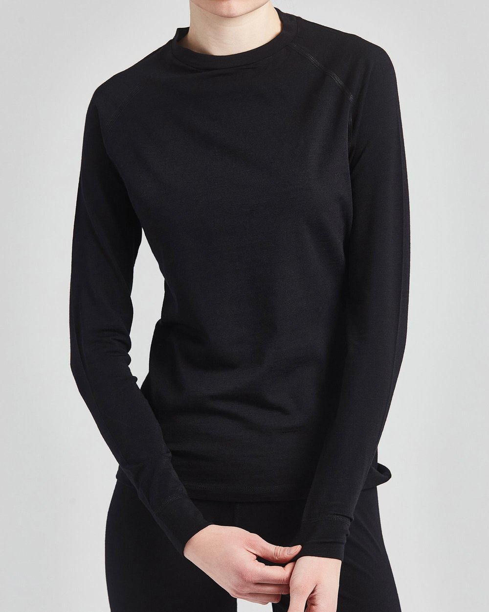 Kadın Termal Merino Yün İçlik Siyah Üst