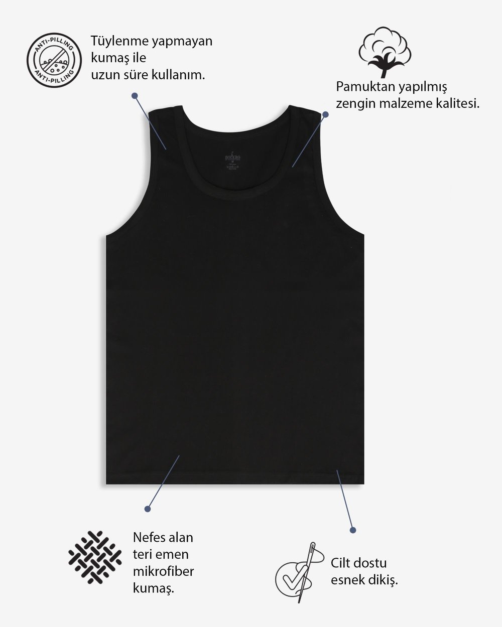 Erkek Penye Atlet Siyah