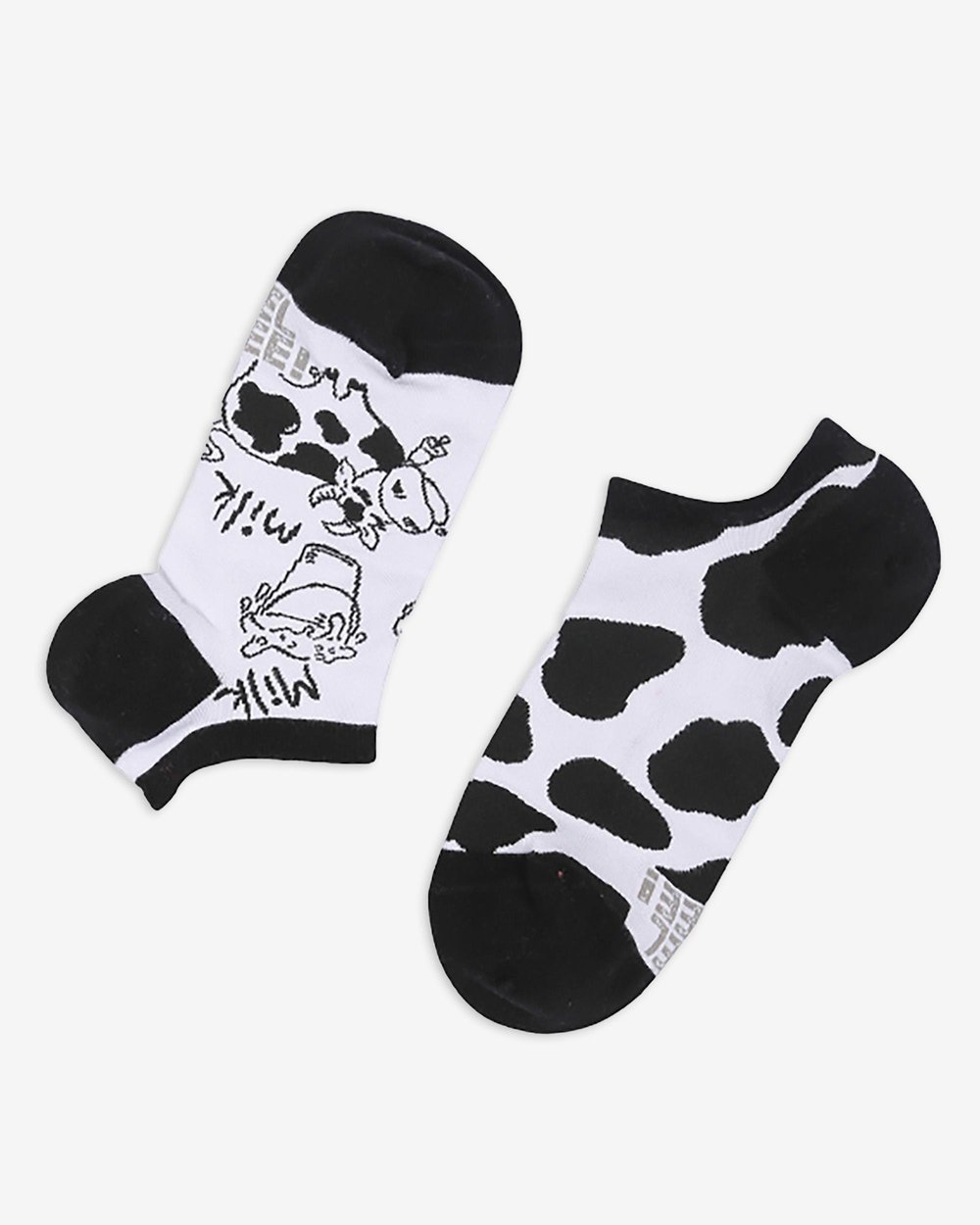 Milky Desenli Siyah Beyaz Eşi Farklı Kısa Patik Bilek Çorap