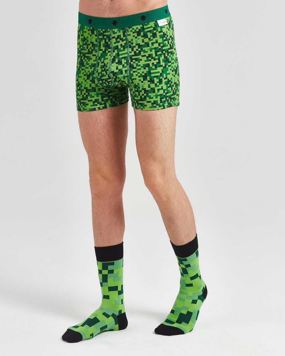 Minecraft Green Retro Desenli Boxer ve Çorap