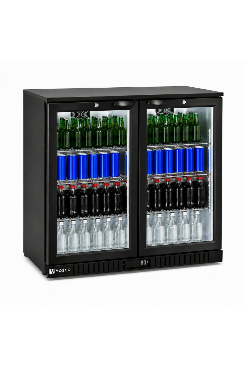 Vosco Bar Altı Şişe Soğutucusu Çift Kapak (Siyah)