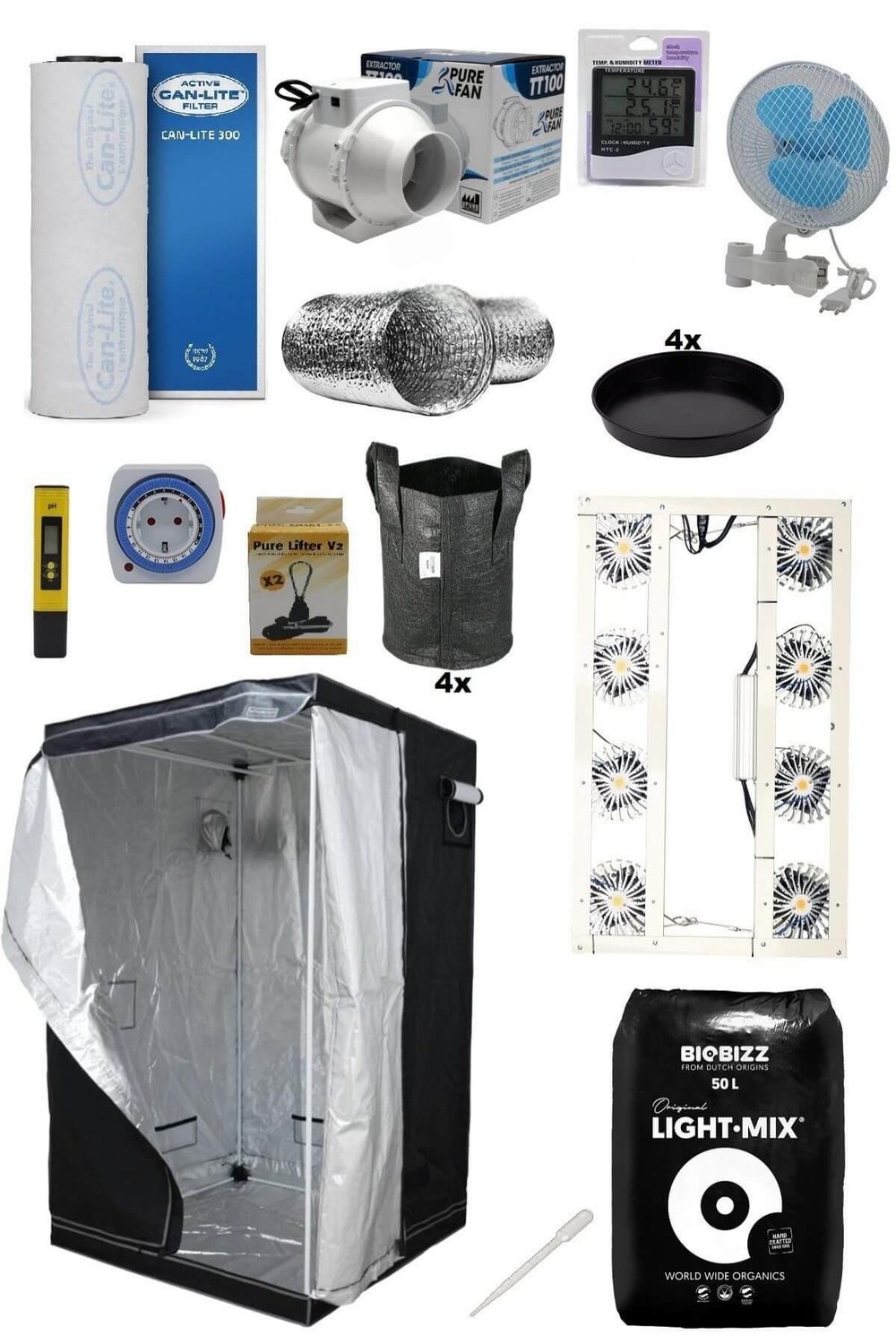 80x80x180 Bitki Yetiştirme Kabin Seti Eco