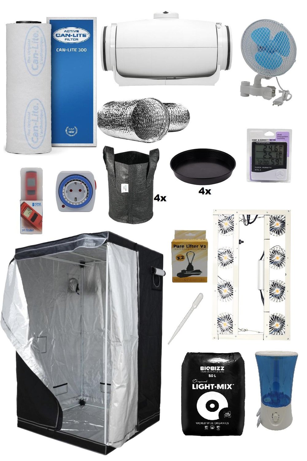 80x80x180 Bitki Yetiştirme Kabin Seti Pro