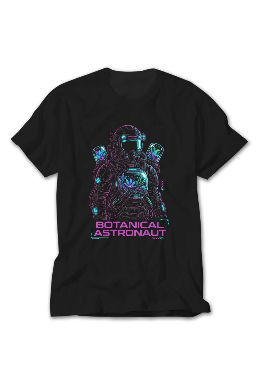 Bisiklet Yaka Botanical Astronaut Baskılı Tişört