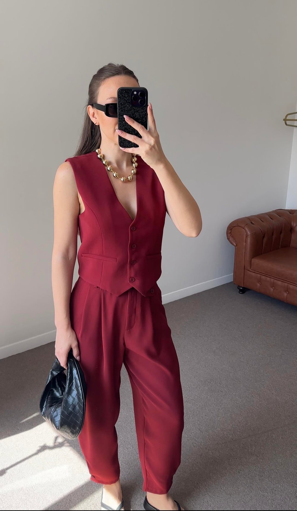 MARKA MODEL PREMIUM BORDO ŞALVAR PANTOLON
