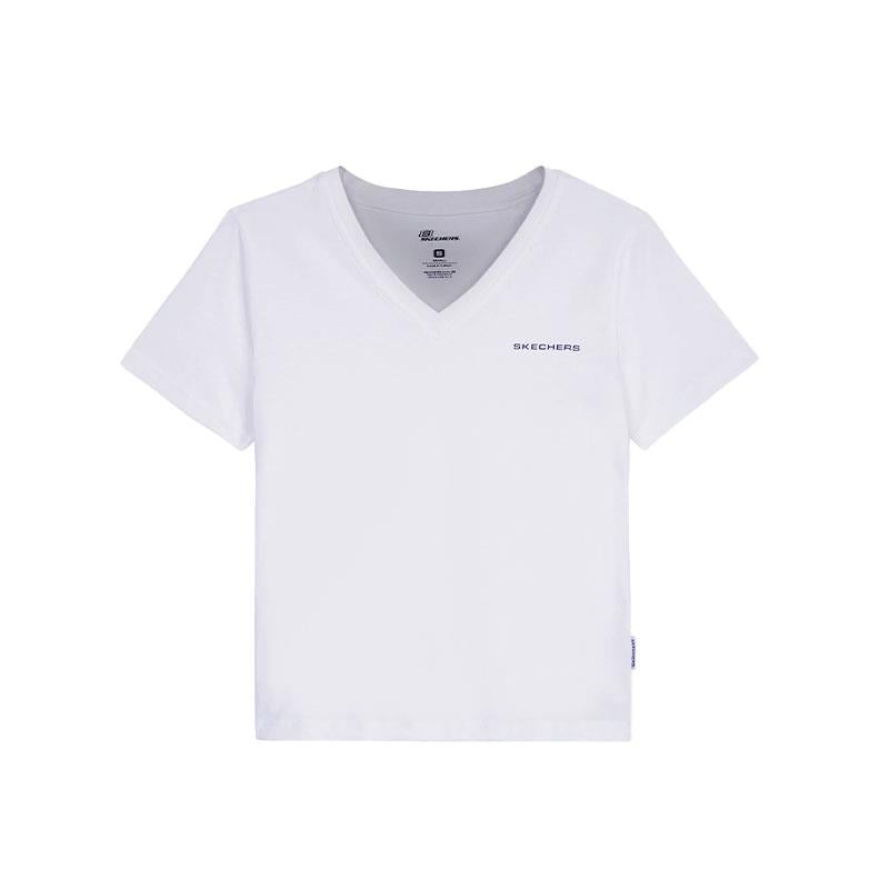 Skechers W New Basics V Neck Kadın T-Shirt S212399-102 Beyaz