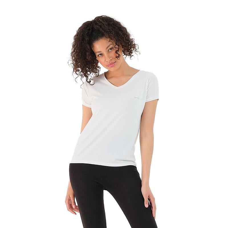 Slazenger PLAY-Ekru Kadın T-Shirt ST12TK291-122 Beyaz