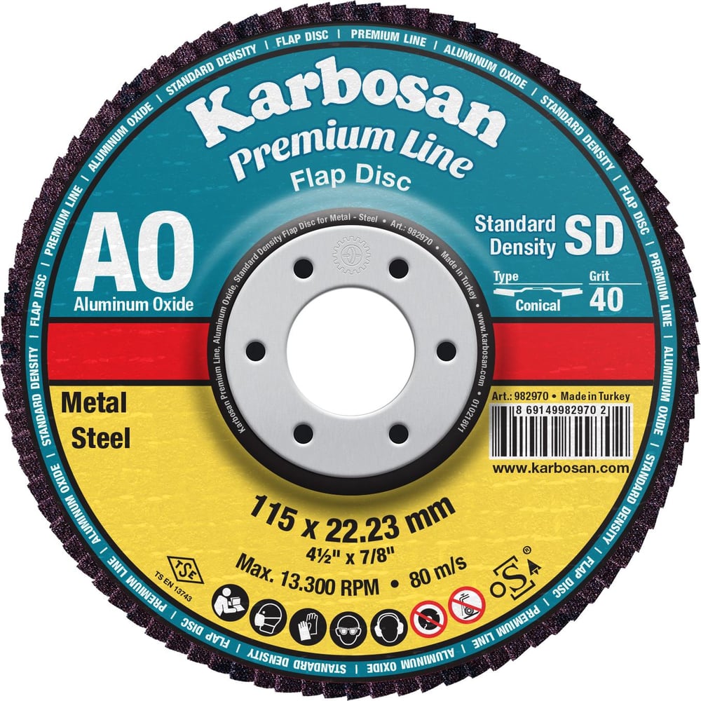 115MM AXPR11 40 KUM SD KONIK KARBOSAN FLAP DISK